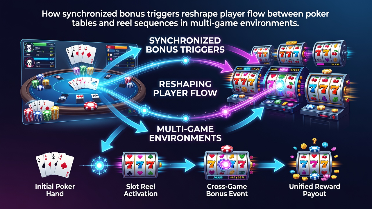 Heatmap visualization of player transitions between poker tables and slot reels in synchronized multi-platform environments
